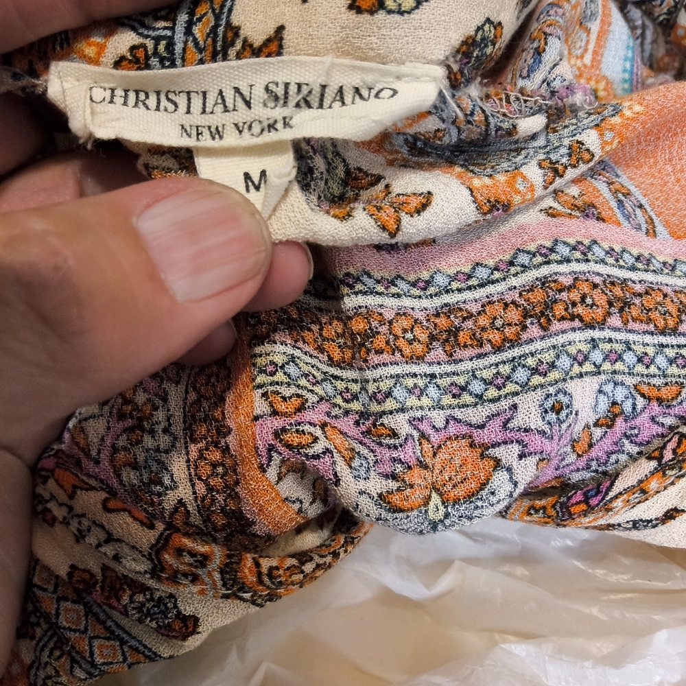 Boho Patchwork V-Neck Blouse In Soft Neutrals - image 2